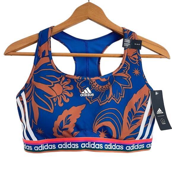 ADIDAS X FARM RIO MEDIUM SUPPORT Floral Sports Bra / Women’s XL NWT - Picture 1 of 7